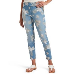 Hue Tropical Orchid Ultra Soft Denim High Waist Skimmer Pants Size Medium